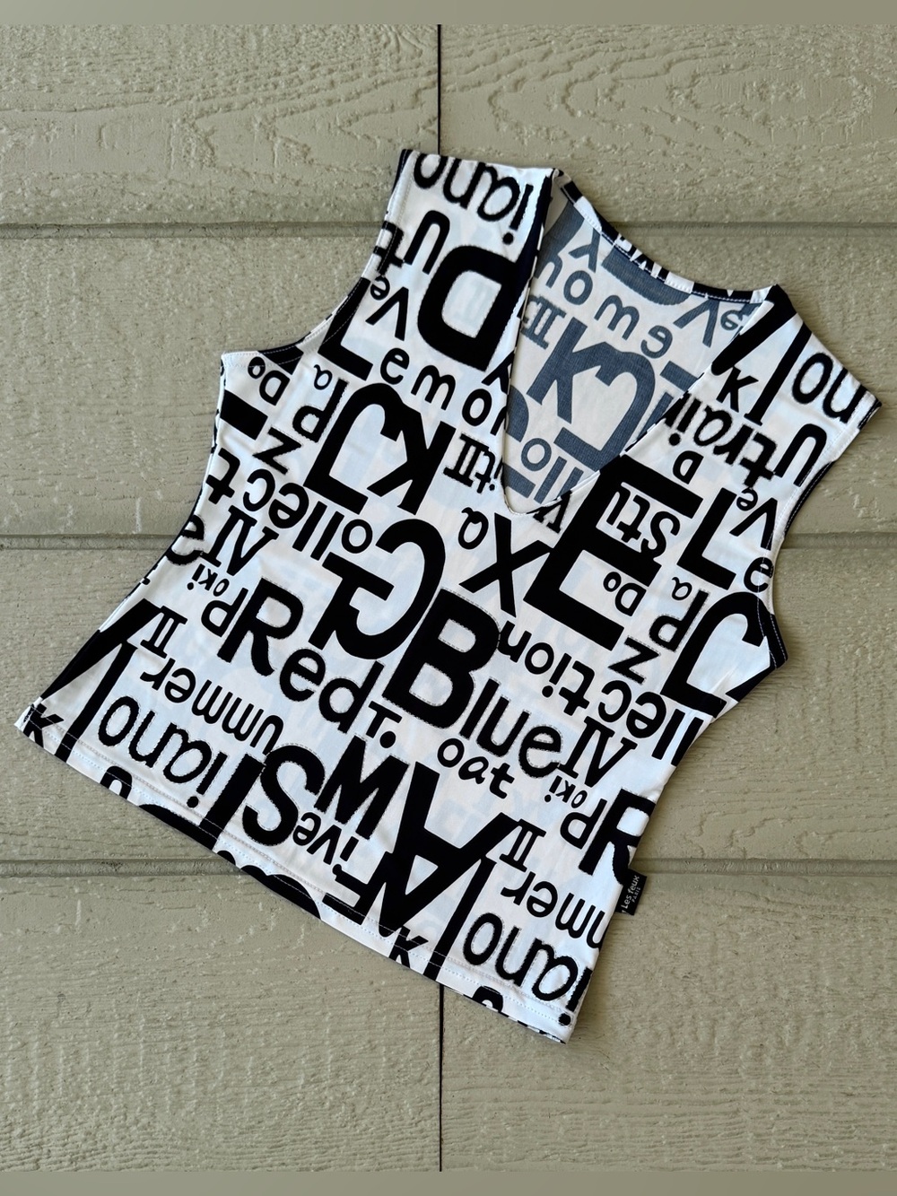 Les Feux de la Mode Paris Graphic Letters V-Neck Wide Strap Tank Top